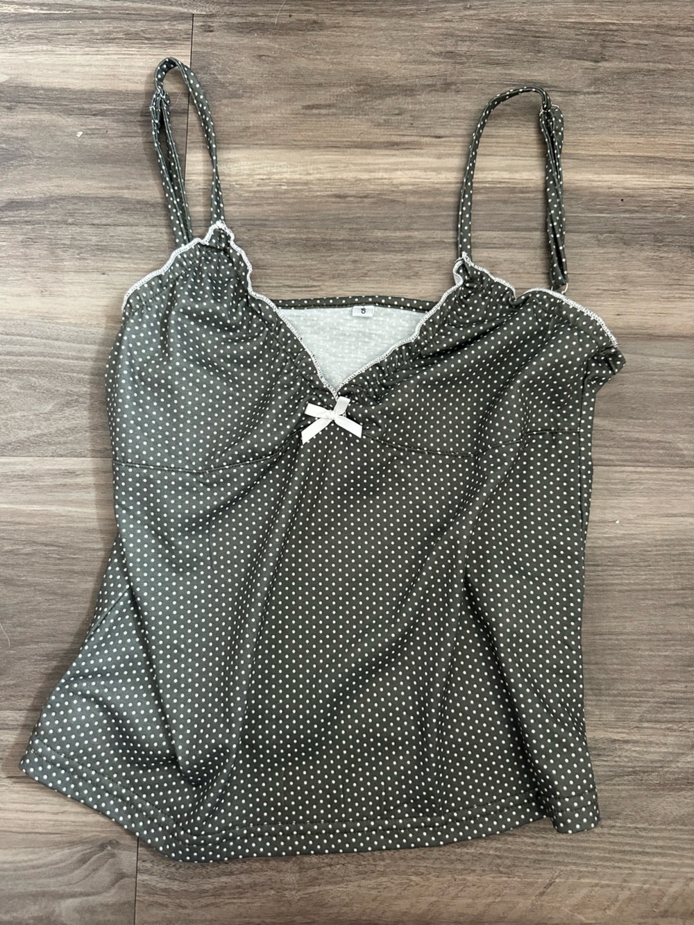 Women’s Olive Green Polka Dot Camisole Sleep Top